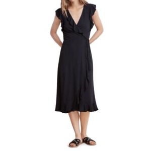 Velvet‎ by Graham and Spencer Sedona Wrap Ruffle Dress Black Large Fairy Grunge